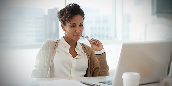 Woman looking at papers